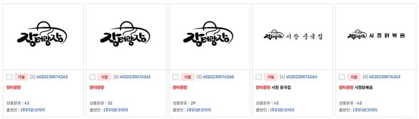 더본코리아가 충남 예산상설시장 내 장터광장에 대한 상표권 등록을 신청했다가 특허청으로부터 거절당했다. 특허청 ‘특허정보 검색서비스’ 누리집 갈무리
