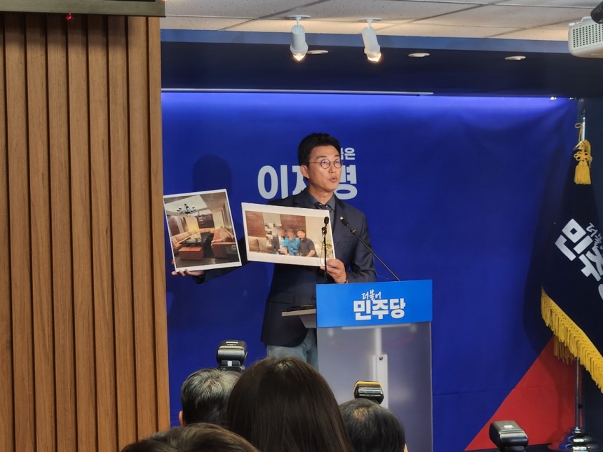 노종면 더불어민주당 선대위 대변인이 19일 서울 여의도 당사에서 지귀연 부장판사 관련 브리핑을 하고 있다. 박하얀 기자
