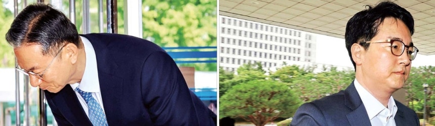 &lt;법무장관 내정자 출근 날, 사표 낸 검찰총장&gt; 정성호 법무부 장관 내정자가 1일 서울 종로구 적선동에 마련된 인사청문회 준비단 사무실에 첫 출근을 하고 있다(왼쪽 사진). 이날 사의를 표명한 심우정 검찰