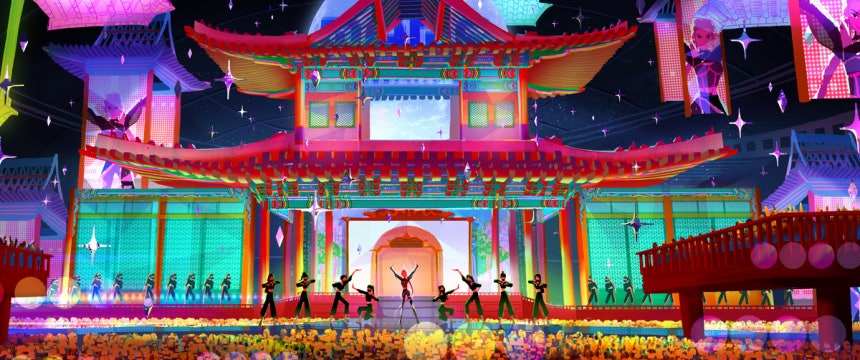 셀린 킴이 경향신문을 통해 공개한 <케이팝 데몬 헌터스>의 작업물. 어디에서도 볼 수 없었던 K팝 스타의 특별한 무대 디자인은 이렇게 만들어졌다.