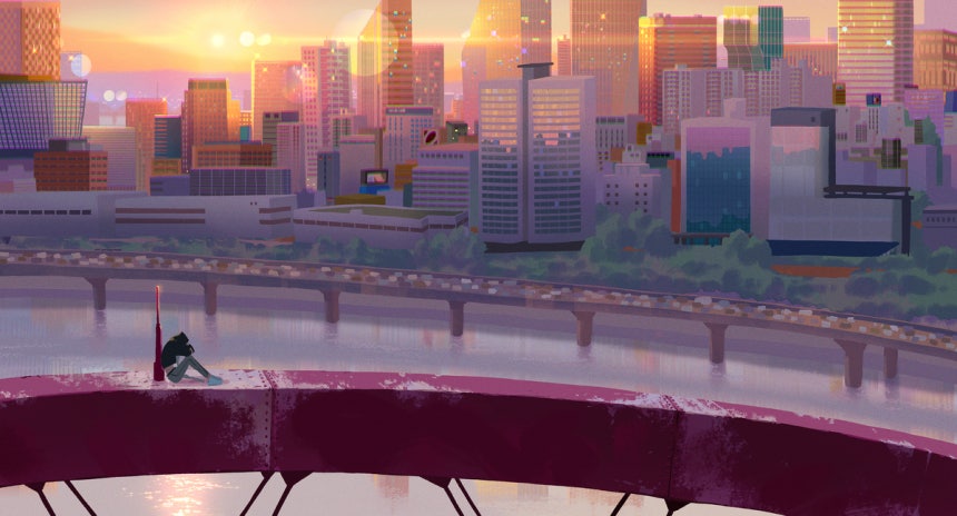 셀린 킴이 경향신문을 통해 공개한 <케이팝 데몬 헌터스>의 작업물. 서울에 사는 사람도 서울을 그리워하게 만드는 이미지에서 그의 애정이 묻어난다.