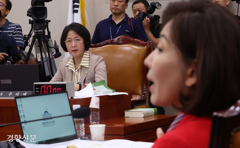 <b>나경원</b> ‘초선 발언’ 후폭풍, 법사위 ‘추·나 <b>대전</b>’ 재현···‘재판...