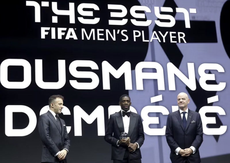 ‘PSG 4관왕 달성 주역’ 뎀벨레, FIFA 올해의 남자 선수