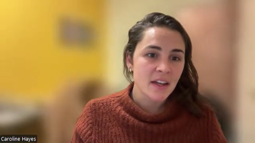 지난달 4일 줌을 통해 경향신문과 인터뷰 하고 있는 캐롤라인 헤이스‘이퀴문도’디지털 전략 전문가