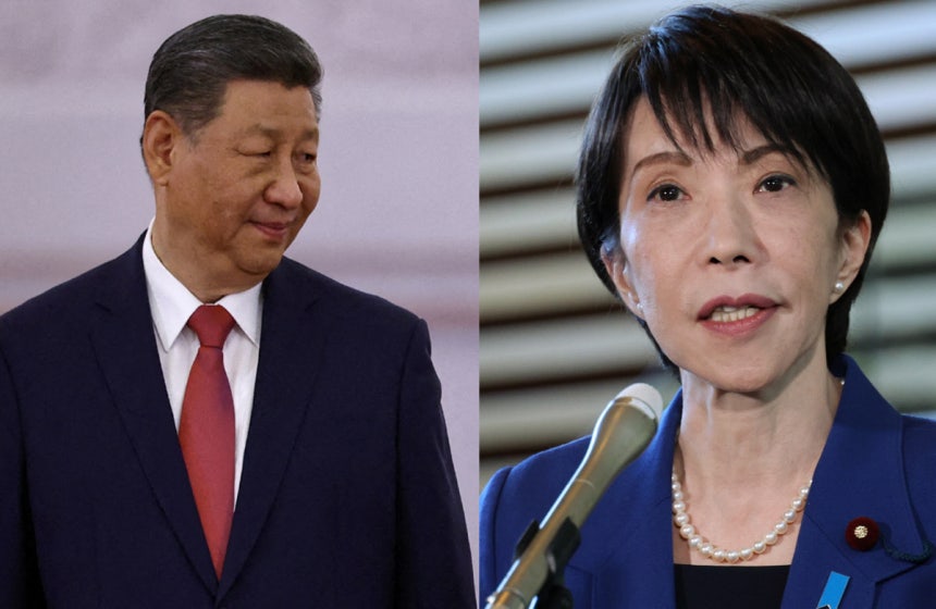 중국 시진핑 주석.일본 다카이치 총리 (왼쪽부터).