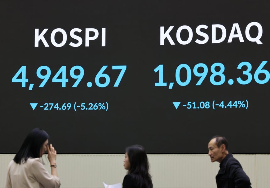 5,000선 깨진 코스피. 연합뉴스