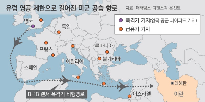 유럽 통과 제한에…미군 조종사들 각성제 먹고  초장거리 출격