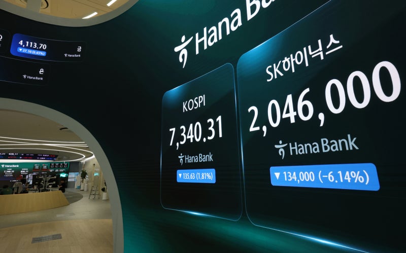 [속보]코스피, 매도사이드카 발동…SK하닉 8% 급락에 200만원 붕괴