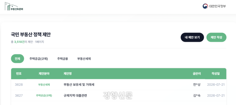 “집 사란 말 마라, 사고 싶어도 못 산다”···부동산 토론회 앞두고 들끓는 민심, 3,500건 쏟아졌다