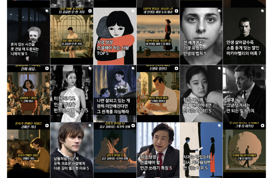 철학과 고전이 SNS에서 소비되는 방식도 달라졌다. 사상 전체를 이해하기보다 지금의 삶에 적용할 수 있는 문장을 뽑아내는 방식이다. 인스타그램 위로와 조언(@comfort_advice) 갈무리