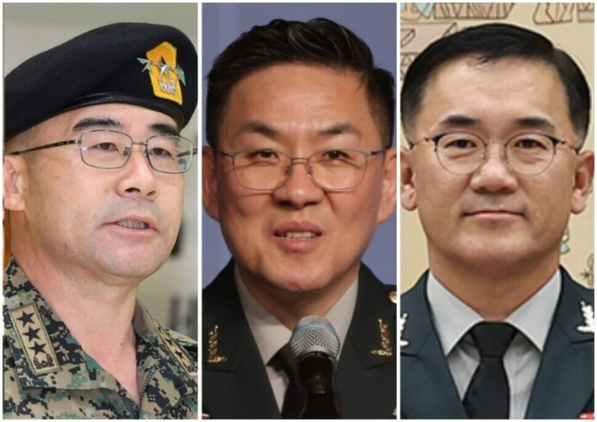 (왼쪽부터) 곽종근 전 육군특수전사령관,이진우 전 수도방위사령관,여인형 전 국군방첩사령관.연합뉴스