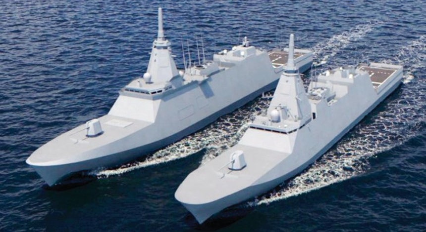 일본 해상자위대 신형 FFM(왼쪽)과 기존 모가미급 호위함 이미지.일본 방위장비청 제공