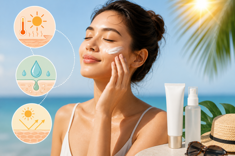 Summer skin care is all about managing temperature, oil and sun