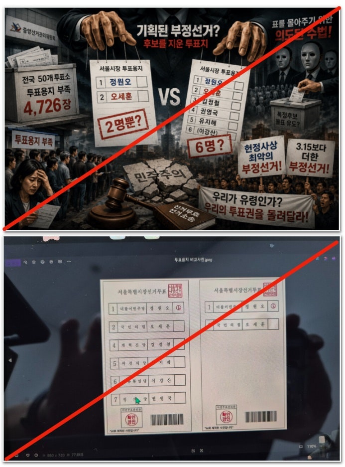 서울시장 투표용지에 정원오·오세훈만 있었다? 거짓 [오마이팩트]