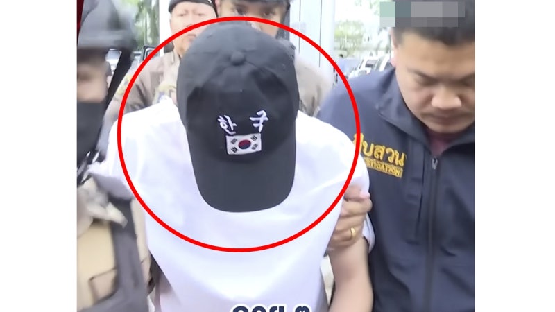 "일부러 태극기 모자 썼나"...태국서 체포된 중국인 범죄자에 공분