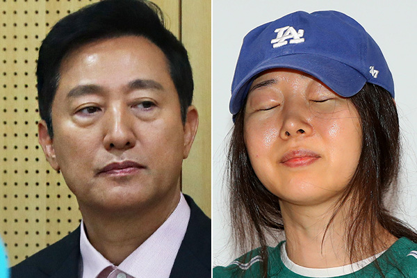 From left, Seoul Mayor Oh Se-hoon and Min Hee-jin, CEO of Audrey. Photo newsis / Edited by Weekly Chosun