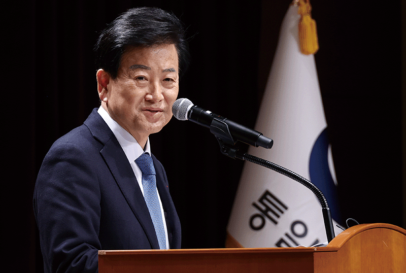 정동영 통일부 장관이 지난 1월 2일 서울 종로구 정부서울청사에서 열린 2026년 통일부 시무식에서 신년사를 하고 있다.photo 뉴시스