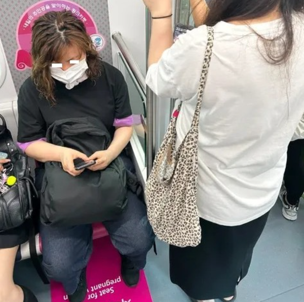 만삭 임산부 앞에 서자 중년 여성 "나도 임신했다"…지하철 배려석 논란