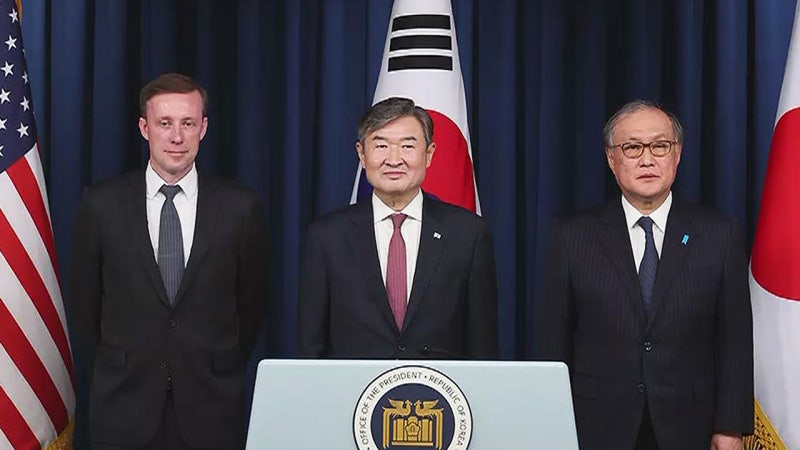<b>한미일 안보실장</b> "북 비핵화·군사협력 금지 등 재확인"