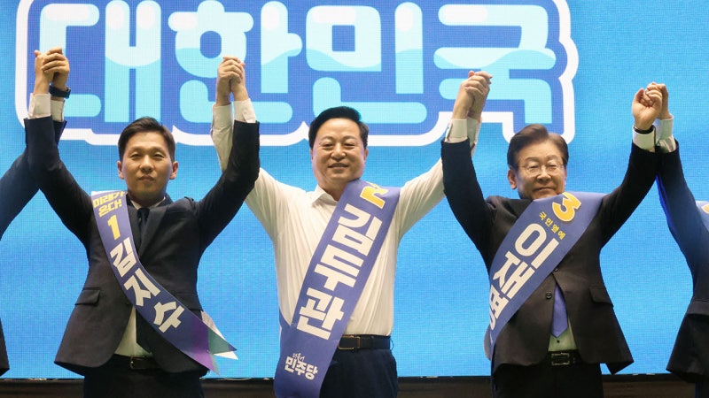 <b>민주</b> 당대표 제주<b>경선</b>…<b>이재명</b> 82%, 김두관 15%