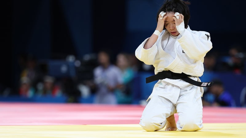 한국 <b>유도</b> 첫 주자 <b>이혜경</b>, 누르기 한판패로 <b>32강</b> 탈락