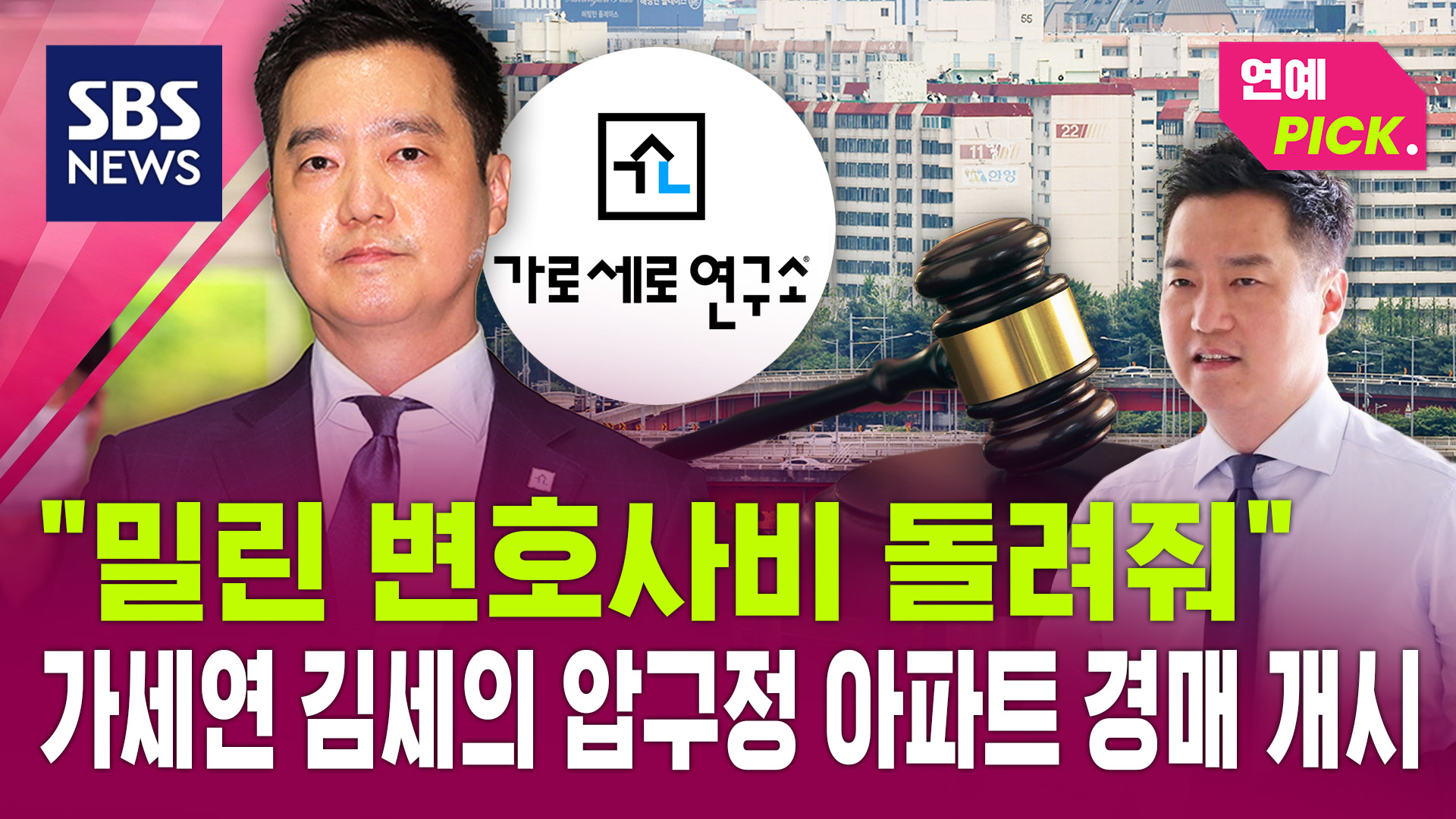[연예Pick] "밀린 변호사비 돌려줘" 가세연 <b>김세의 압구정 아파트 경매</b> ...