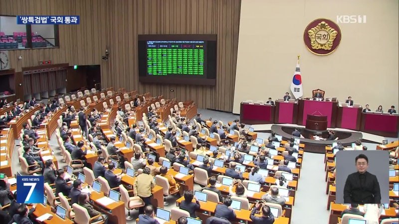 ‘도이치모터스’·‘<b>50억 클럽</b>’ <b>특검법</b> 국회 본회의 통과
