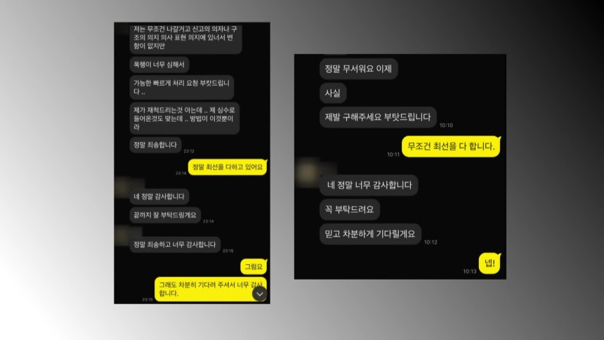 박 씨와 한국대사관 측이 주고받은 메시지. 