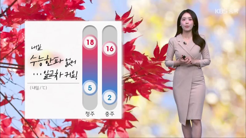 [날씨] 충북 <b>수능</b> 한파 없어…<b>일교차</b>·짙은 안개 <b>유의</b>