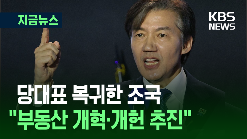 조국 당대표 복귀 일성은…“<b>부동산</b> 시장 <b>개혁</b>과 개헌이 최우선” [지금...