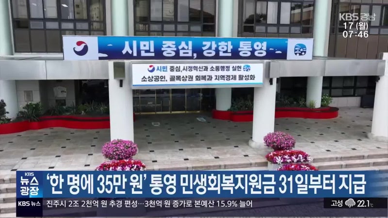 통영 사는 친구들 계 탔네, 1인당 35만 원 민생지원금 풀린다!