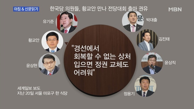 신문브리핑 "황교안 "결심 선다면 내년 당권 도전" 친박계 의원들의 출마 권유...