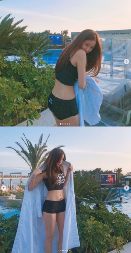T-ARA Hyomin wearing a swimsuit