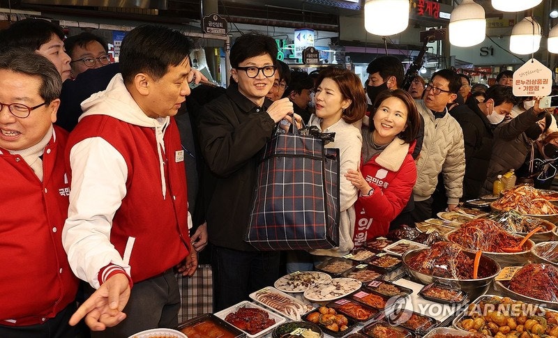 <b>한동훈</b>, '험지' 동대문구 <b>경동시장</b> 방문...민생 행보 박차