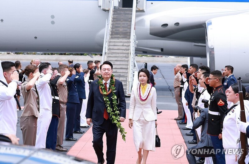 윤 <b>대통령</b>, 인태사령부 방문차 <b>하와이</b> 도착