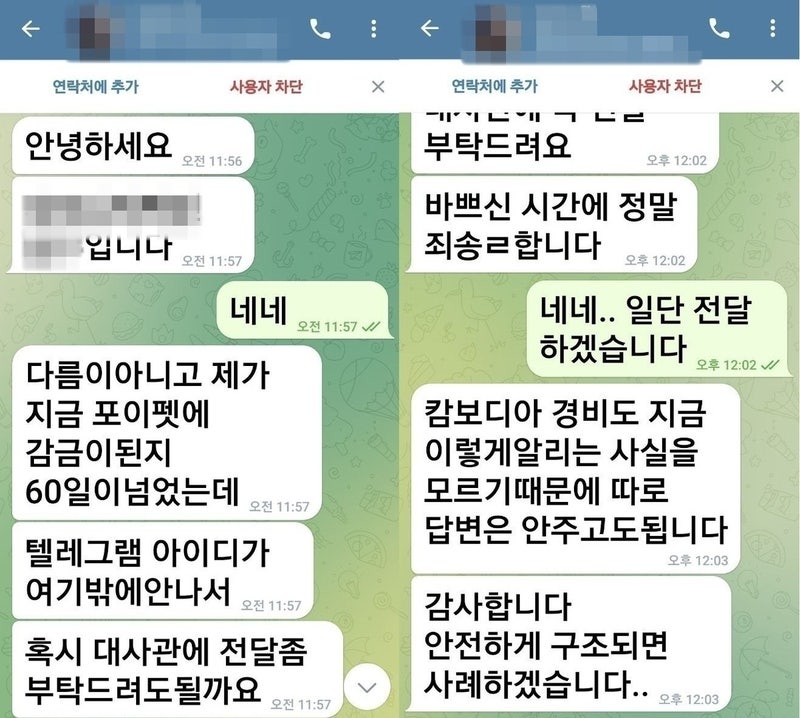 <b>캄보디아</b> '고수익 해외취업' 위장 피싱 조직 <b>감금</b> 한국인 2명 구조