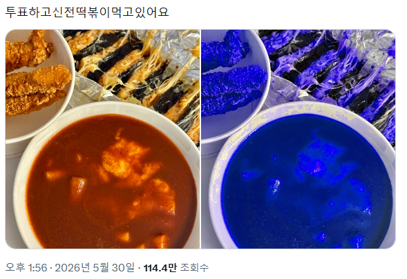 "<b>투표</b>했어요"…'파란 떡볶이'에 '알록달록 옷'으로 인증샷