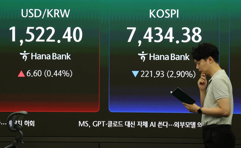 7,300선까지 밀린 코스피... 반도체 쇼크에 호르무즈 악재까지