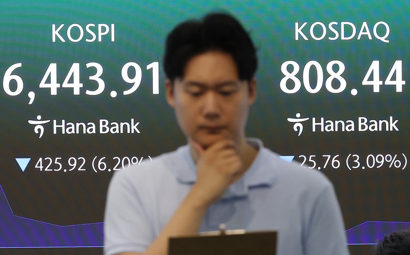 <b>코스피</b>, 장 초반 5~6%대 <b>급락</b>…매도 <b>사이드카</b> 발동