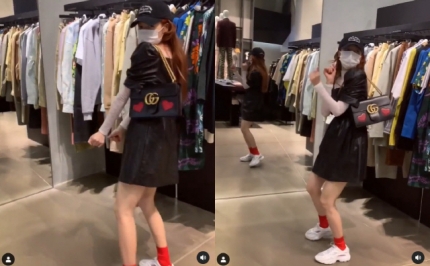 photo of kpop idol Hyuna while in the department store