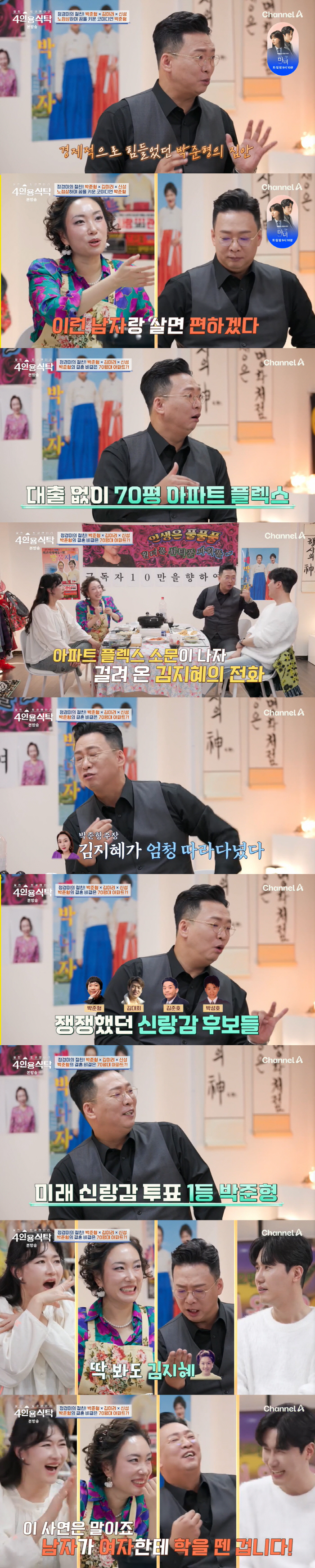<b>박준형</b>, 강남 70평 아파트 당첨→"김지혜 혼자산다고 플러팅"(4인용식...