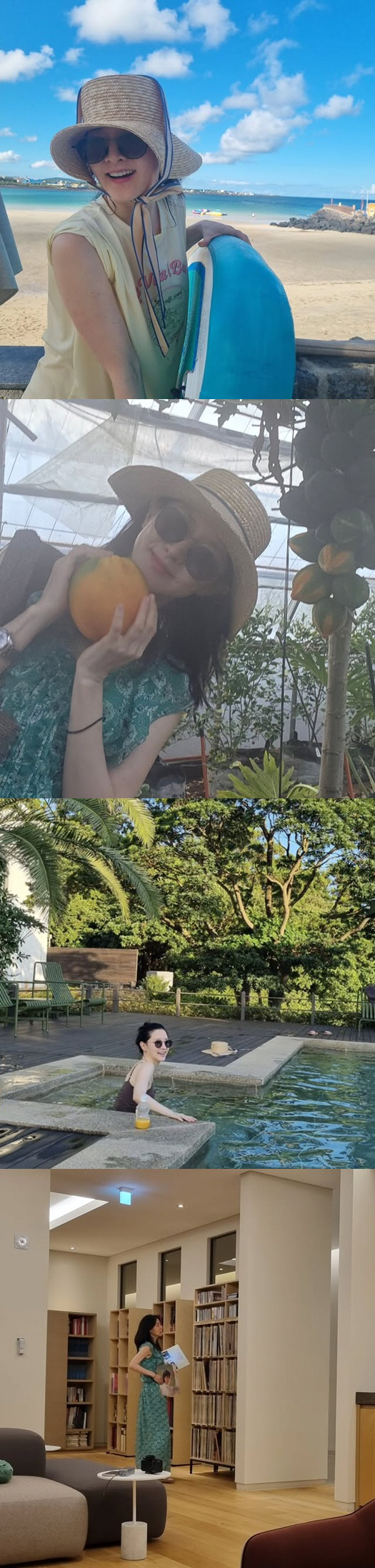 <b>이영애</b>, 74세 남편과 여름휴가..끈 <b>수영복 자태</b> 뽐낸 '쌍둥이 엄마'