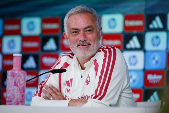 epa13310718 Real Madrid head coach Jose Mourinho addresses a press conference shortly before a training session at the club's sports complex in Madrid, Spain, 17 October 2026. The team prepares for its upcoming LaLiga match against Sevilla at Santiago Bernabeu Stadium on 18 October 2026. EPA/Daniel