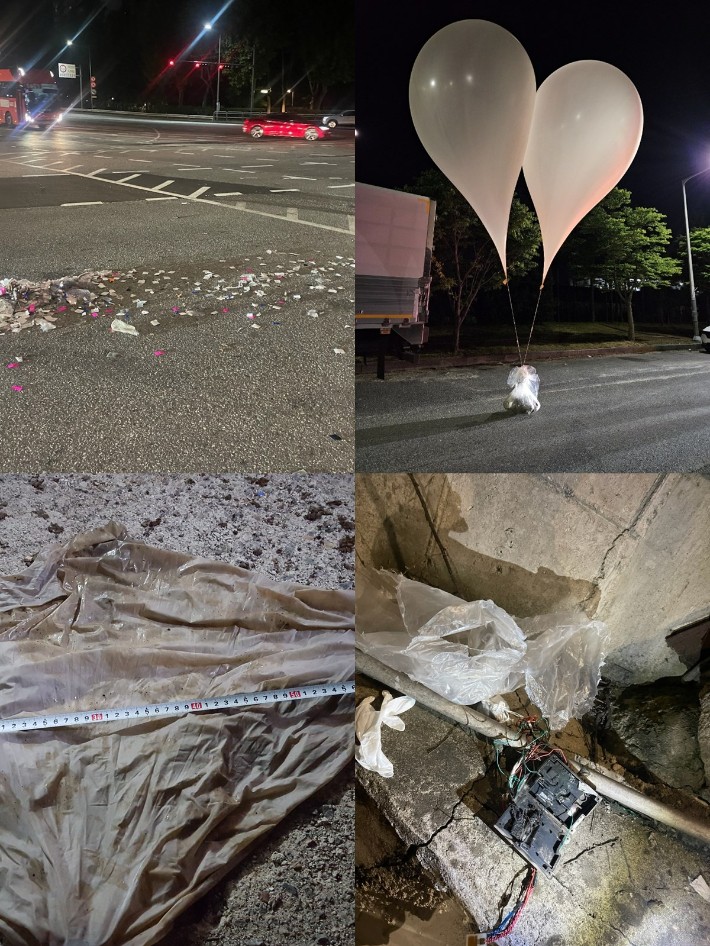 北 '오물 <b>풍선</b>' 경상‧전라까지 전국에서 150여개 <b>발견</b>