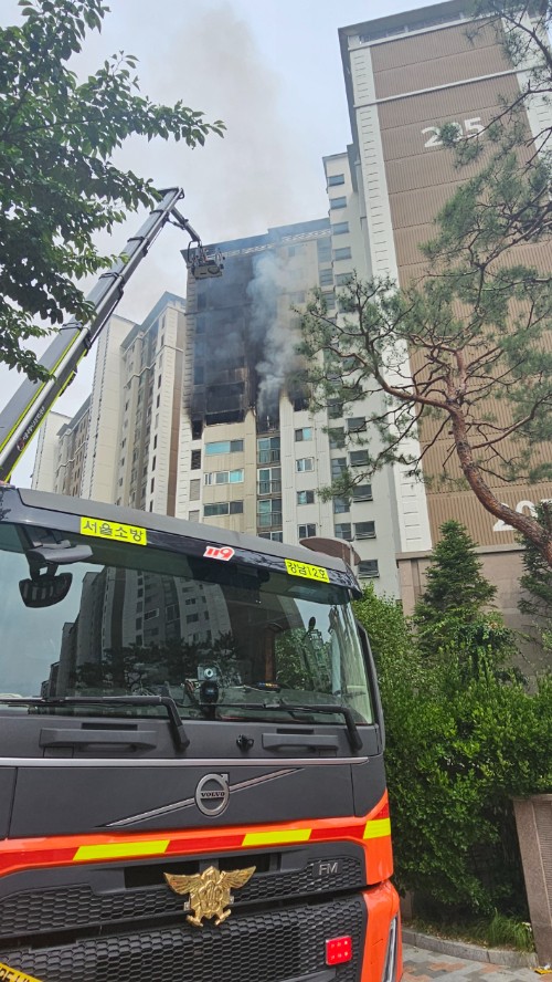 강남 <b>역삼동</b> <b>아파트</b>서 <b>화재</b>…2명 병원行