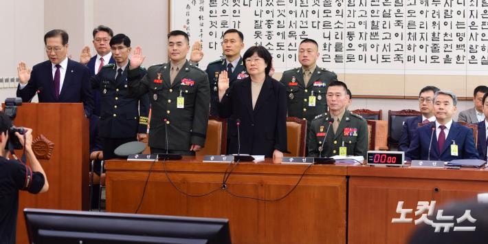 <b>채상병</b> 특검범 <b>입법청문회</b>, 이종섭·임성근·신범철 증인 선서 거부
