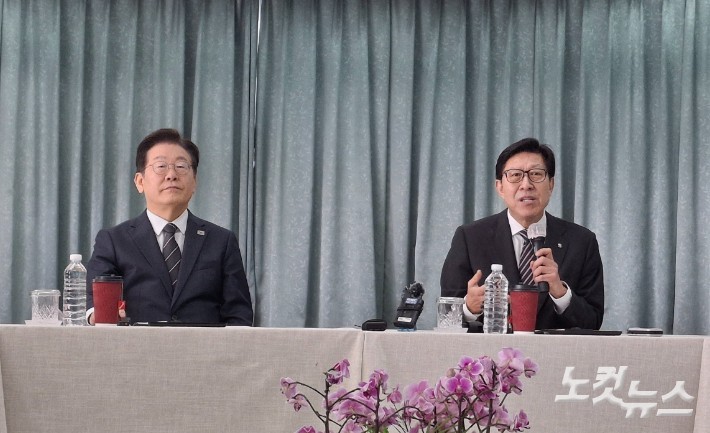 지난 3월 6일 이재명 더불어민주당 전 대표와 박형준 부산시장의 이른바 '빈손 회동' 논란을 낳은 당시 모습.강민정 기자