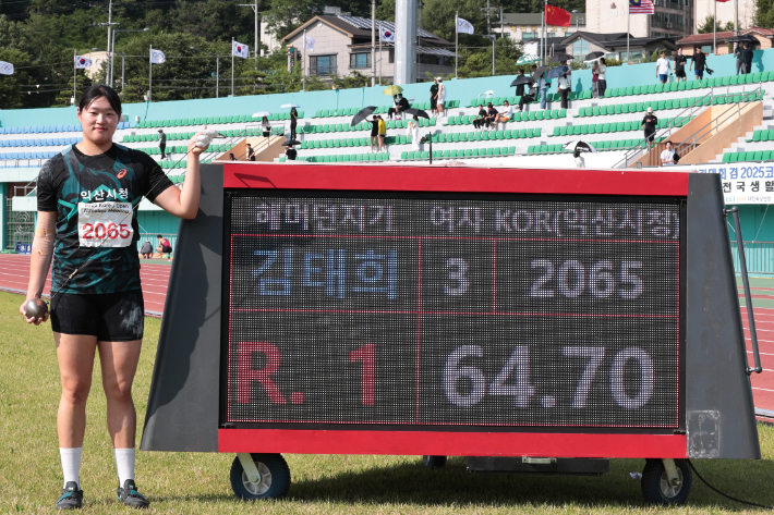 '64m70' <b>김태희</b>, <b>여자 해머던지기</b> 한국신기록으로 코리아오픈 우승