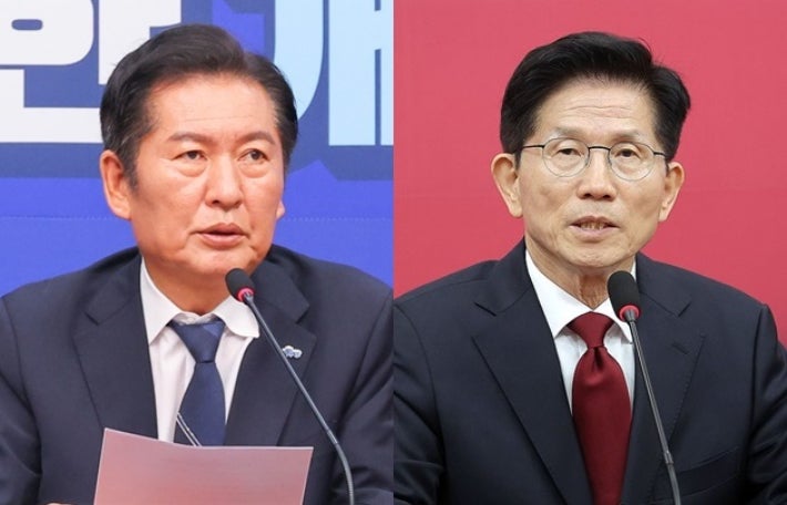 정청래 "통진당도 <b>해산</b>됐는데"…<b>김문수</b> "<b>민주당</b>이야말로"