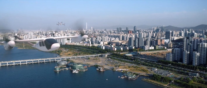 한강 상공의 UAM 가상도.서울시 제공